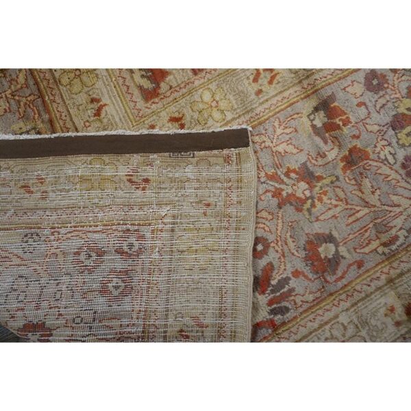 Antique turkish hereke carpet 20'×25' rust field, lavender border, monumental square format, circa 1920 - detail view 12