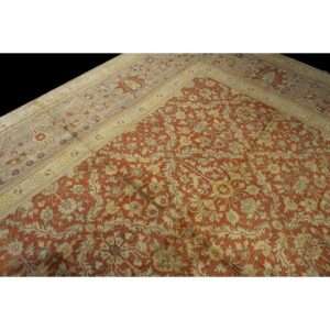 Antique Turkish Hereke Carpet 20'×25' Rust Field, Lavender Border, Monumental Square Format, Circa 1920 - detail view 6