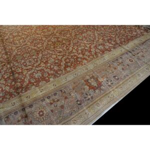 Antique Turkish Hereke Carpet 20'×25' Rust Field, Lavender Border, Monumental Square Format, Circa 1920 - detail view 7