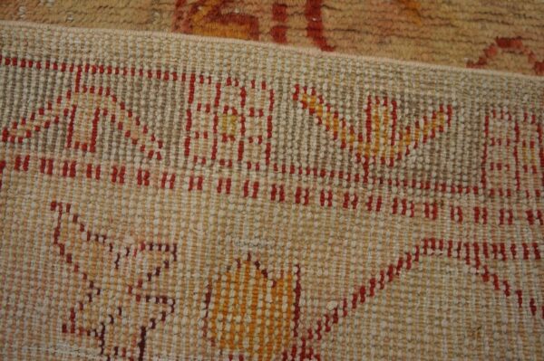 Antique turkish oushak carpet 10'ã—13' orange medallion, 1880s - detail view 8