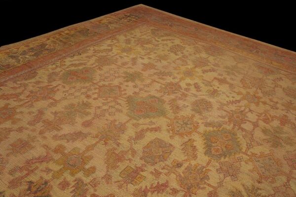 Antique turkish oushak carpet 17'6"×18' peach & celadon, square format, circa 1900 2 Antique turkish oushak carpet 17'6"×18' peach & celadon, square format, circa 1900 - detail view 1