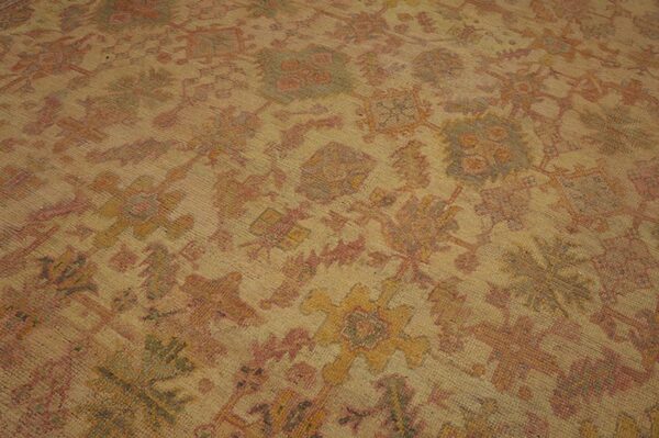 Antique turkish oushak carpet 17'6"×18' peach & celadon, square format, circa 1900 3 Antique turkish oushak carpet 17'6"×18' peach & celadon, square format, circa 1900 - detail view 2