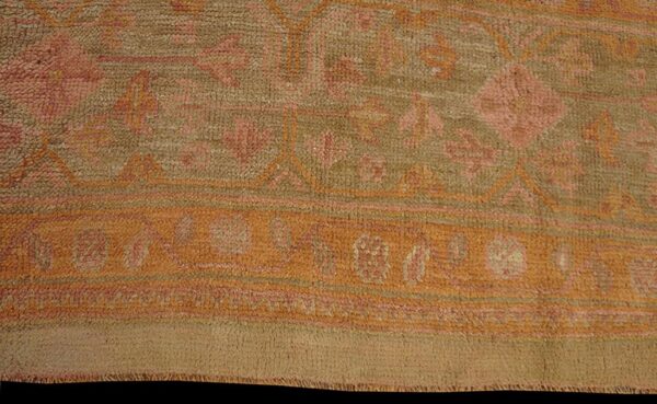 Antique turkish oushak carpet 17'6"×18' peach & celadon, square format, circa 1900 4 Antique turkish oushak carpet 17'6"×18' peach & celadon, square format, circa 1900 - detail view 3