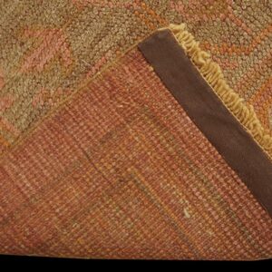 Antique Turkish Oushak Carpet 17'6"×18' Peach & Celadon, Square Format, Circa 1900 - detail view 5