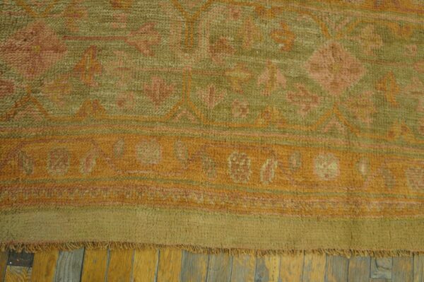 Antique turkish oushak carpet 17'6"×18' peach & celadon, square format, circa 1900 8 Antique turkish oushak carpet 17'6"×18' peach & celadon, square format, circa 1900 - detail view 7