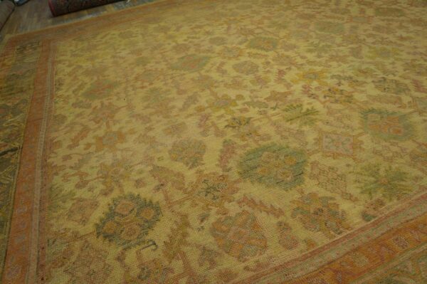 Antique turkish oushak carpet 17'6"×18' peach & celadon, square format, circa 1900 9 Antique turkish oushak carpet 17'6"×18' peach & celadon, square format, circa 1900 - detail view 8