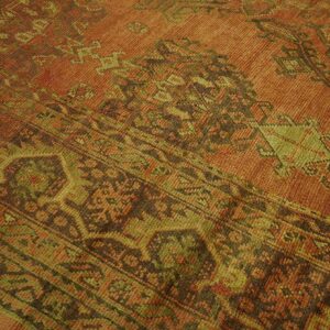 Antique Turkish Oushak Carpet 17'×19' Soft Pink Field, Purple Border, Decorative Oversized, Circa 1900 - detail view 3