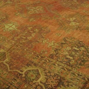 Antique Turkish Oushak Carpet 17'×19' Soft Pink Field, Purple Border, Decorative Oversized, Circa 1900 - detail view 5