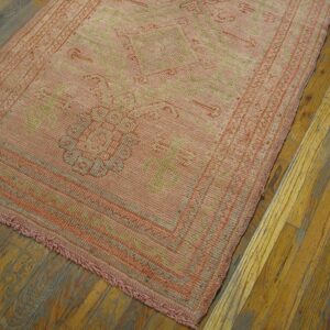 Antique Turkish Oushak Runner 3'×12' Rose Medallion, Hand-Knotted Wool, 1920s - detail view 1