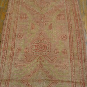 Antique Turkish Oushak Runner 3'×12' Rose Medallion, Hand-Knotted Wool, 1920s - detail view 3