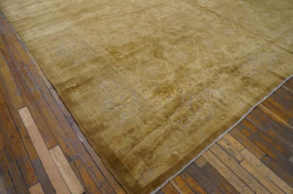 Antique turkish sivas carpet 11'×22'8" ochre medallion, hand-knotted wool, circa 1930 - detail view 2