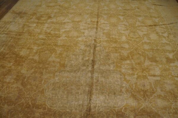 Antique turkish sivas carpet 11'×22'8" ochre medallion, hand-knotted wool, circa 1930 - detail view 6