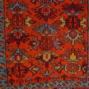 Antique Turkish Village Rug 2'×2'7" Hand-Knotted Wool, Anatolian Tribal Format - detail view 1
