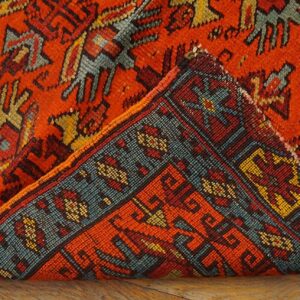 Antique Turkish Village Rug 2'×2'7" Hand-Knotted Wool, Anatolian Tribal Format - detail view 3