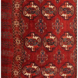 Antique Turkmen Ersari Beshir Rug 3'2"×4'11" Hand-Knotted Wool, Central Asian Tribal