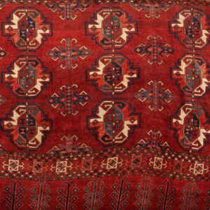 Antique Turkmen Ersari Beshir Rug 3'2"×4'11" Hand-Knotted Wool, Central Asian Tribal - detail view 1