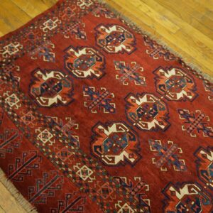 Antique Turkmen Ersari Beshir Rug 3'2"×4'11" Hand-Knotted Wool, Central Asian Tribal - detail view 2