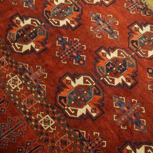 Antique Turkmen Ersari Beshir Rug 3'2"×4'11" Hand-Knotted Wool, Central Asian Tribal - detail view 3