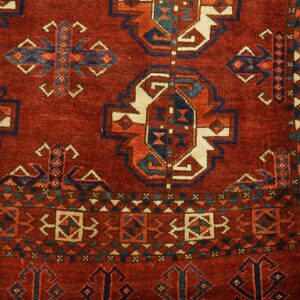 Antique Turkmen Ersari Beshir Rug 3'2"×4'11" Hand-Knotted Wool, Central Asian Tribal - detail view 4