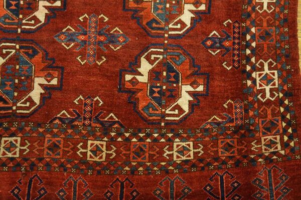Antique turkmen ersari beshir rug 3'2"×4'11" hand-knotted wool, central asian tribal 5 Antique turkmen ersari beshir rug 3'2"×4'11" hand-knotted wool, central asian tribal - detail view 4