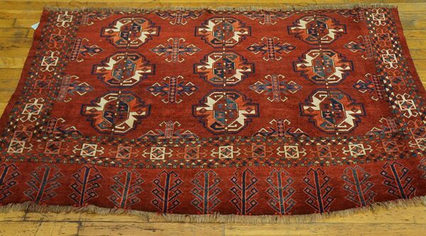 Antique turkmen ersari beshir rug 3'2"×4'11" hand-knotted wool, central asian tribal 6 Antique turkmen ersari beshir rug 3'2"×4'11" hand-knotted wool, central asian tribal - detail view 5