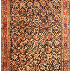 Antique W. Persian Bijar Carpet 7'8"Ã—14'3" Hand-Knotted Wool, Mid 19th Century