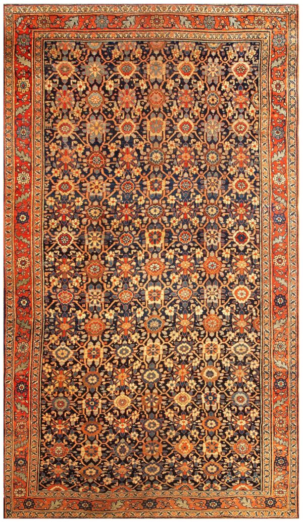 Antique w. Persian bijar carpet 7'8"ã—14'3" hand-knotted wool, mid 19th century