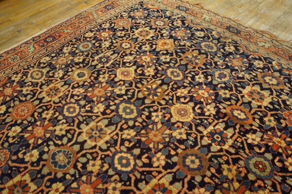 Antique w. Persian bijar carpet 7'8"ã—14'3" hand-knotted wool, mid 19th century - detail view 11