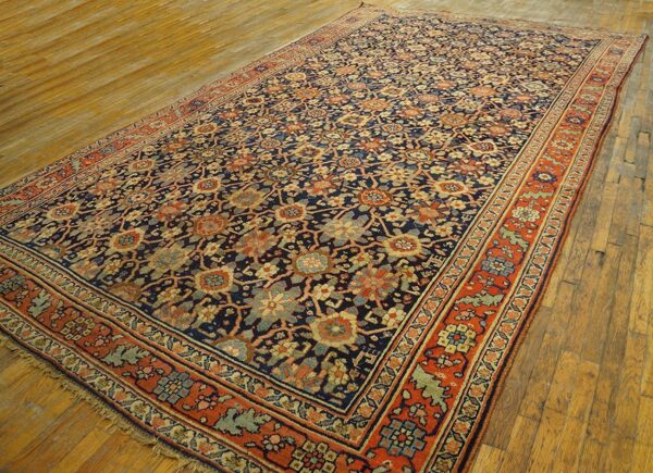 Antique w. Persian bijar carpet 7'8"ã—14'3" hand-knotted wool, mid 19th century - detail view 1