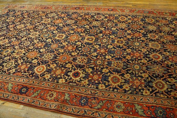 Antique w. Persian bijar carpet 7'8"ã—14'3" hand-knotted wool, mid 19th century - detail view 3