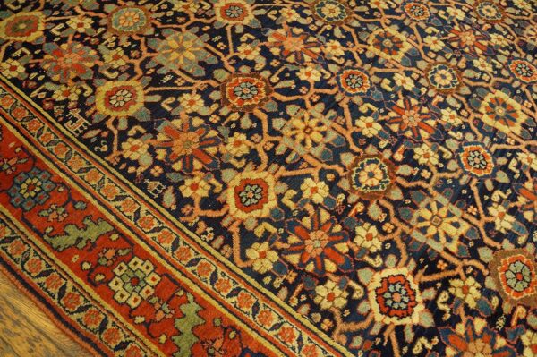 Antique w. Persian bijar carpet 7'8"ã—14'3" hand-knotted wool, mid 19th century - detail view 6