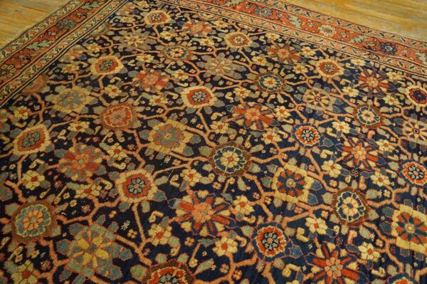 Antique w. Persian bijar carpet 7'8"ã—14'3" hand-knotted wool, mid 19th century - detail view 7
