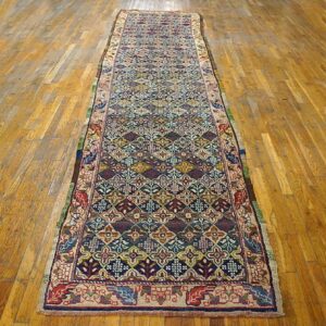 Antique W. Persian Bijar Carpet 3'3"×14'10" Long Runner, 19th Century - detail view 1
