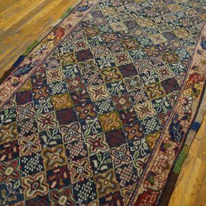 Antique W. Persian Bijar Carpet 3'3"×14'10" Long Runner, 19th Century - detail view 2