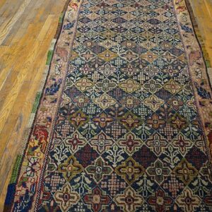 Antique W. Persian Bijar Carpet 3'3"×14'10" Long Runner, 19th Century - detail view 5