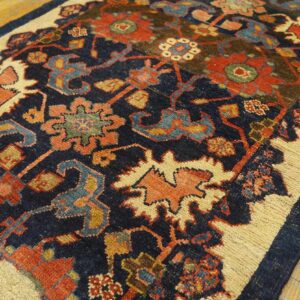 Antique W. Persian Bijar Carpet 2'4"Ã—9'9" Navy & Ivory Long Runner, Circa 1880 - detail view 11
