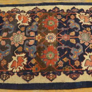 Antique W. Persian Bijar Carpet 2'4"Ã—9'9" Navy & Ivory Long Runner, Circa 1880 - detail view 4