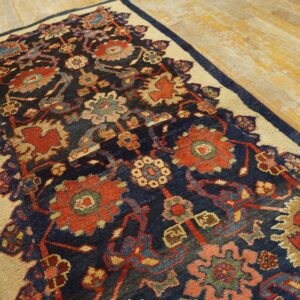 Antique W. Persian Bijar Carpet 2'4"Ã—9'9" Navy & Ivory Long Runner, Circa 1880 - detail view 8