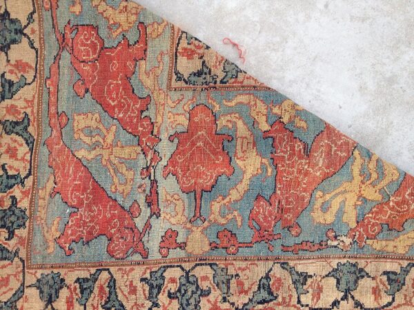 Antique w. Persian bijar carpet 15'6"×27'10" navy & teal green, hand-woven wool, circa 1870 2 Antique w. Persian bijar carpet 15'6"×27'10" navy & teal green, hand-woven wool, circa 1870 - detail view 1
