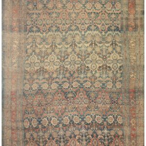 Antique W. Persian Bijar Carpet 11'2"Ã—18'2" Powder Blue Field, Soft Red Border, Circa 1880