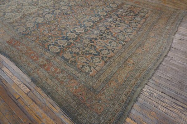 Antique w. Persian bijar carpet 11'2"×18'2" powder blue field, soft red border, circa 1880 12 Antique w. Persian bijar carpet 11'2"ã—18'2" powder blue field, soft red border, circa 1880 - detail view 11
