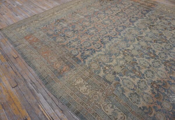 Antique w. Persian bijar carpet 11'2"×18'2" powder blue field, soft red border, circa 1880 13 Antique w. Persian bijar carpet 11'2"ã—18'2" powder blue field, soft red border, circa 1880 - detail view 12