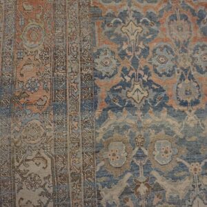 Antique W. Persian Bijar Carpet 11'2"×18'2" Powder Blue Field, Soft Red Border, Circa 1880 - detail view 13