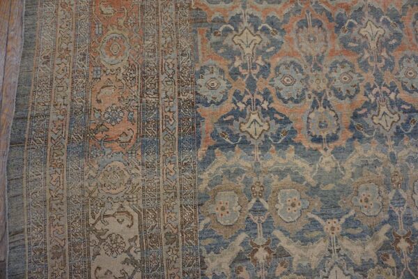Antique w. Persian bijar carpet 11'2"×18'2" powder blue field, soft red border, circa 1880 14 Antique w. Persian bijar carpet 11'2"ã—18'2" powder blue field, soft red border, circa 1880 - detail view 13