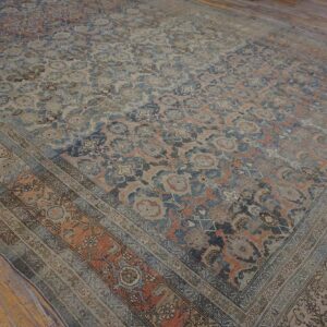 Antique W. Persian Bijar Carpet 11'2"×18'2" Powder Blue Field, Soft Red Border, Circa 1880 - detail view 14