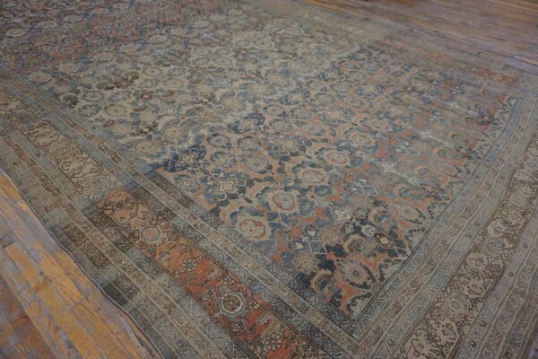 Antique w. Persian bijar carpet 11'2"×18'2" powder blue field, soft red border, circa 1880 15 Antique w. Persian bijar carpet 11'2"ã—18'2" powder blue field, soft red border, circa 1880 - detail view 14