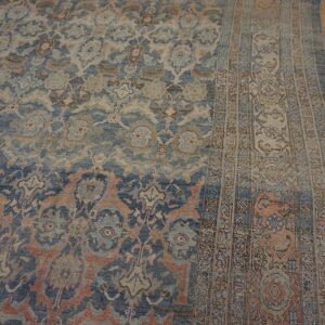 Antique W. Persian Bijar Carpet 11'2"×18'2" Powder Blue Field, Soft Red Border, Circa 1880 - detail view 15