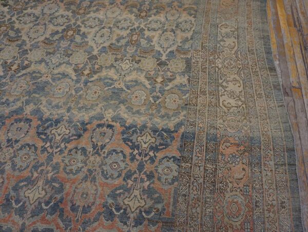 Antique w. Persian bijar carpet 11'2"×18'2" powder blue field, soft red border, circa 1880 16 Antique w. Persian bijar carpet 11'2"ã—18'2" powder blue field, soft red border, circa 1880 - detail view 15