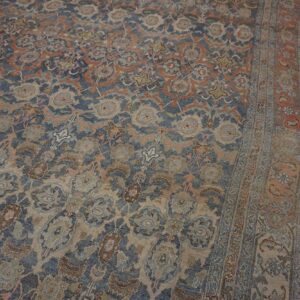 Antique W. Persian Bijar Carpet 11'2"×18'2" Powder Blue Field, Soft Red Border, Circa 1880 - detail view 16
