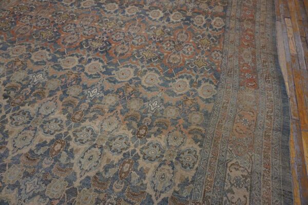 Antique w. Persian bijar carpet 11'2"×18'2" powder blue field, soft red border, circa 1880 17 Antique w. Persian bijar carpet 11'2"ã—18'2" powder blue field, soft red border, circa 1880 - detail view 16